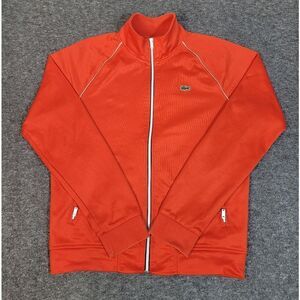 Vtg Lacoste Live Track Golf Tennis Jacket Mens Size M Red Full Zip White Trim
